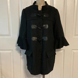 Princess Vera Wang Toggle Peacoat Ruffled Sleeves Coat L